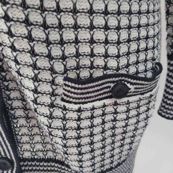 Pendleton Size M Black White Button Cardigan V-Neck Grid Check Preppy Knit - Picture 2 of 10